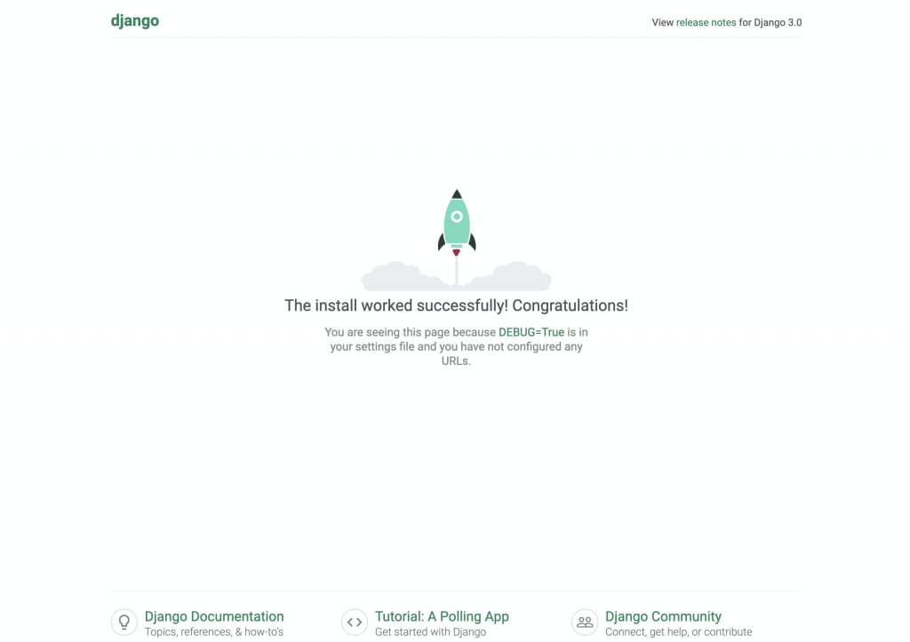 Djangoの立ち上げ画面